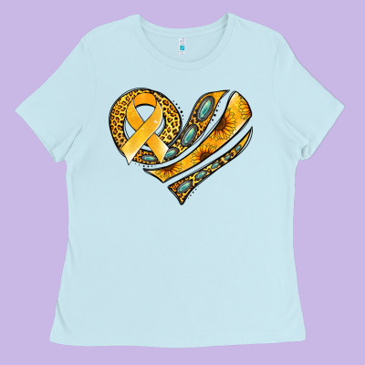 Childhood Cancer Awareness Heart Ladies Tee Designed By Jasminsmagicworld