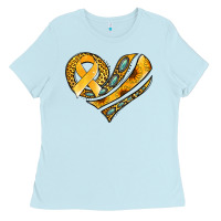 Baby Blue childhood cancer awareness heart Ladies Tee - Jasminsmagicworld