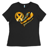 Black childhood cancer awareness heart Ladies Tee - Jasminsmagicworld