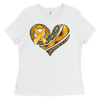 White childhood cancer awareness heart Ladies Tee - Jasminsmagicworld
