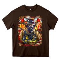 Chocolate Brown firefighter axe and ladder Heavy Core Tee - LillyAllenDesigns