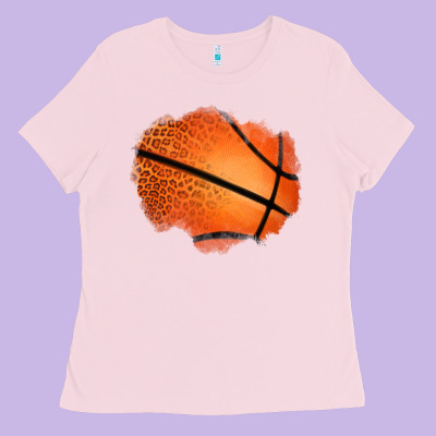 Leopard Basketball Patch Ladies Tee Designed By Jasminsmagicworld