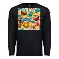 Black sweet summer coffee cups with colorful leopard and sea stars seamless  Premium Sweatshirt - BundleAndBundleShop