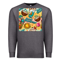 Charcoal Heather sweet summer coffee cups with colorful leopard and sea stars seamless  Premium Sweatshirt - BundleAndBundleShop