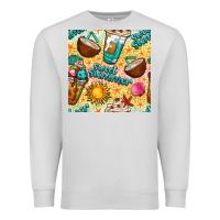 Dove Grey sweet summer coffee cups with colorful leopard and sea stars seamless  Premium Sweatshirt - BundleAndBundleShop