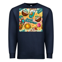 Navy sweet summer coffee cups with colorful leopard and sea stars seamless  Premium Sweatshirt - BundleAndBundleShop