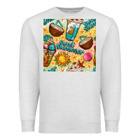Oatmeal Heather sweet summer coffee cups with colorful leopard and sea stars seamless  Premium Sweatshirt - BundleAndBundleShop