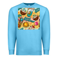 Ocean Blue sweet summer coffee cups with colorful leopard and sea stars seamless  Premium Sweatshirt - BundleAndBundleShop