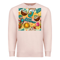 Pale Pink sweet summer coffee cups with colorful leopard and sea stars seamless  Premium Sweatshirt - BundleAndBundleShop