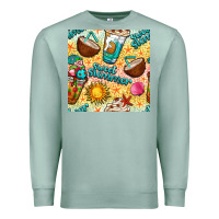Seafoam sweet summer coffee cups with colorful leopard and sea stars seamless  Premium Sweatshirt - BundleAndBundleShop