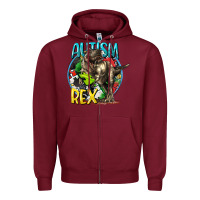 Burgundy Autism Rex Zipper Hoodie - CowGirlArtShop