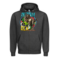 Charcoal Heather Autism Rex Zipper Hoodie - CowGirlArtShop