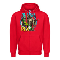 Red Autism Rex Zipper Hoodie - CowGirlArtShop