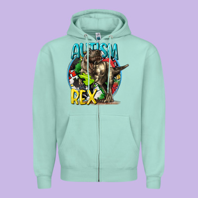 Autism Rex Zipper Hoodie Designed By Cowgirlartshop