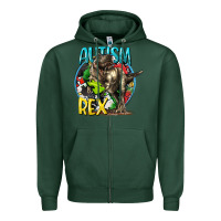 Sports Green Autism Rex Zipper Hoodie - CowGirlArtShop