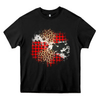 Black leopard cowhide Christmas plaid patches Heavy Core Tee - Jasminsmagicworld