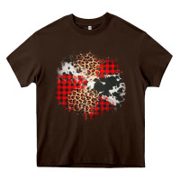 Chocolate Brown leopard cowhide Christmas plaid patches Heavy Core Tee - Jasminsmagicworld