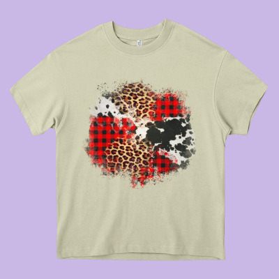 Leopard Cowhide Christmas Plaid Patches Heavy Core Tee Designed By Jasminsmagicworld