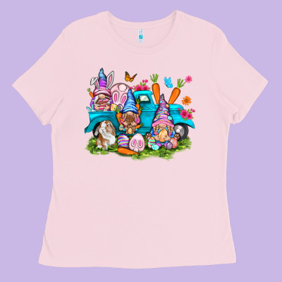 Easter Gnomies With Truck Ladies Tee Designed By Nancycooperartshop