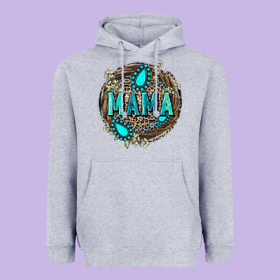 Mama With Gemstone Leopard Mother's Day Heavyweight Hoodie Designed By Fadigitalartstudio