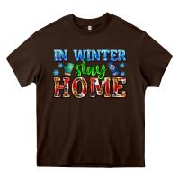 Chocolate Brown in winter stay home with gloves Heavy Core Tee - AdoDesignShop