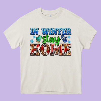 In Winter Stay Home With Gloves Heavy Core Tee Designed By Adodesignshop