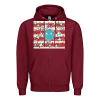Burgundy America flag smiley  tumbler Zipper Hoodie - HowdyJamesFarm