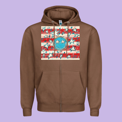 America Flag Smiley  Tumbler Zipper Hoodie Designed By Howdyjamesfarm