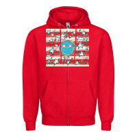 Red America flag smiley  tumbler Zipper Hoodie - HowdyJamesFarm