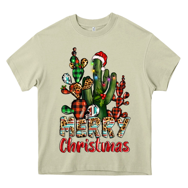Merry Christmas Cactus Western Heavy Core Tee by BarkalooDesign | Teevron