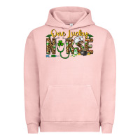 Pigment Salmon one lucky nurse Urban Hoodie - CowhideDigitalArt
