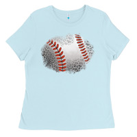 Baby Blue leopard baseball patch Ladies Tee - Jasminsmagicworld
