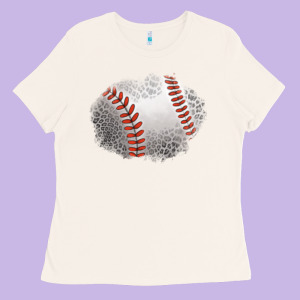 Leopard Baseball Patch Ladies Tee Designed By Jasminsmagicworld