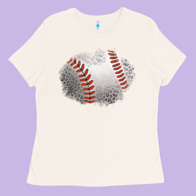 Leopard Baseball Patch Ladies Tee Designed By Jasminsmagicworld