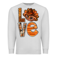 Dove Grey thanksgiving with turkey love bbs Premium Sweatshirt - BundleAndBundleShop