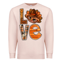 Pale Pink thanksgiving with turkey love bbs Premium Sweatshirt - BundleAndBundleShop