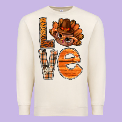 Thanksgiving With Turkey Love Bbs Premium Sweatshirt Designed By Bundleandbundleshop