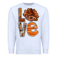 White thanksgiving with turkey love bbs Premium Sweatshirt - BundleAndBundleShop