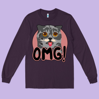 Omg Cat Long Sleeve Tee Designed By Bettercallsaul
