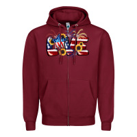 Burgundy Love 4th of july Zipper Hoodie - CowGirlArtShop