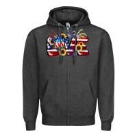 Charcoal Heather Love 4th of july Zipper Hoodie - CowGirlArtShop