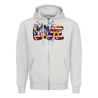 Dove Grey Love 4th of july Zipper Hoodie - CowGirlArtShop