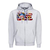 Heather Grey Love 4th of july Zipper Hoodie - CowGirlArtShop
