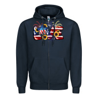 Navy Love 4th of july Zipper Hoodie - CowGirlArtShop