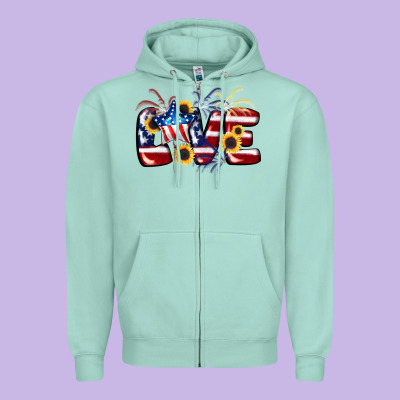 Love 4th Of July Zipper Hoodie Designed By Cowgirlartshop