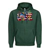 Sports Green Love 4th of july Zipper Hoodie - CowGirlArtShop
