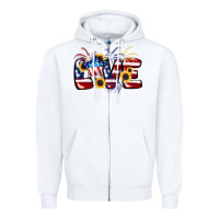White Love 4th of july Zipper Hoodie - CowGirlArtShop
