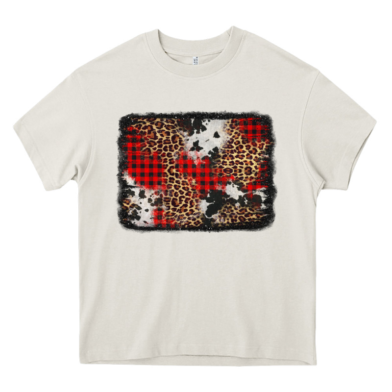 Distressed Cowhide Leopard Christmas Background Heavy Core Tee by Jasminsmagicworld | Teevron