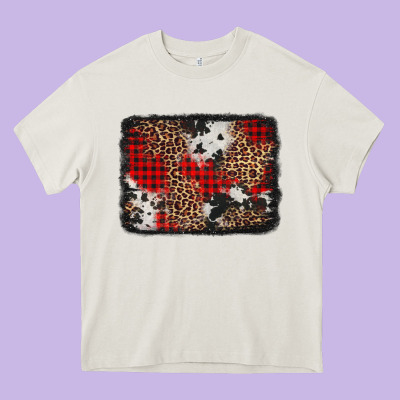 Distressed Cowhide Leopard Christmas Background Heavy Core Tee Designed By Jasminsmagicworld