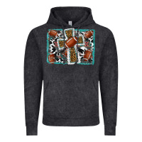 Vintage Black football cross aztec leopard background Vintage Hoodie - RanaPortraitStore